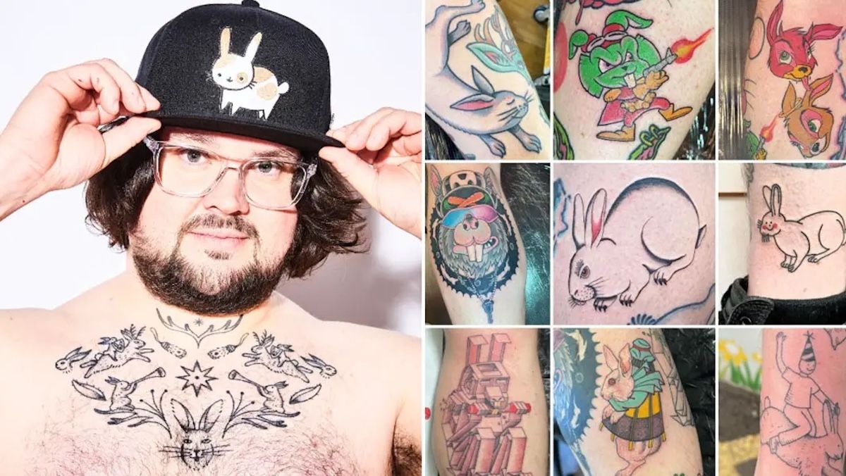 Валлиец набил себе на теле 69 татуировок с кроликами
