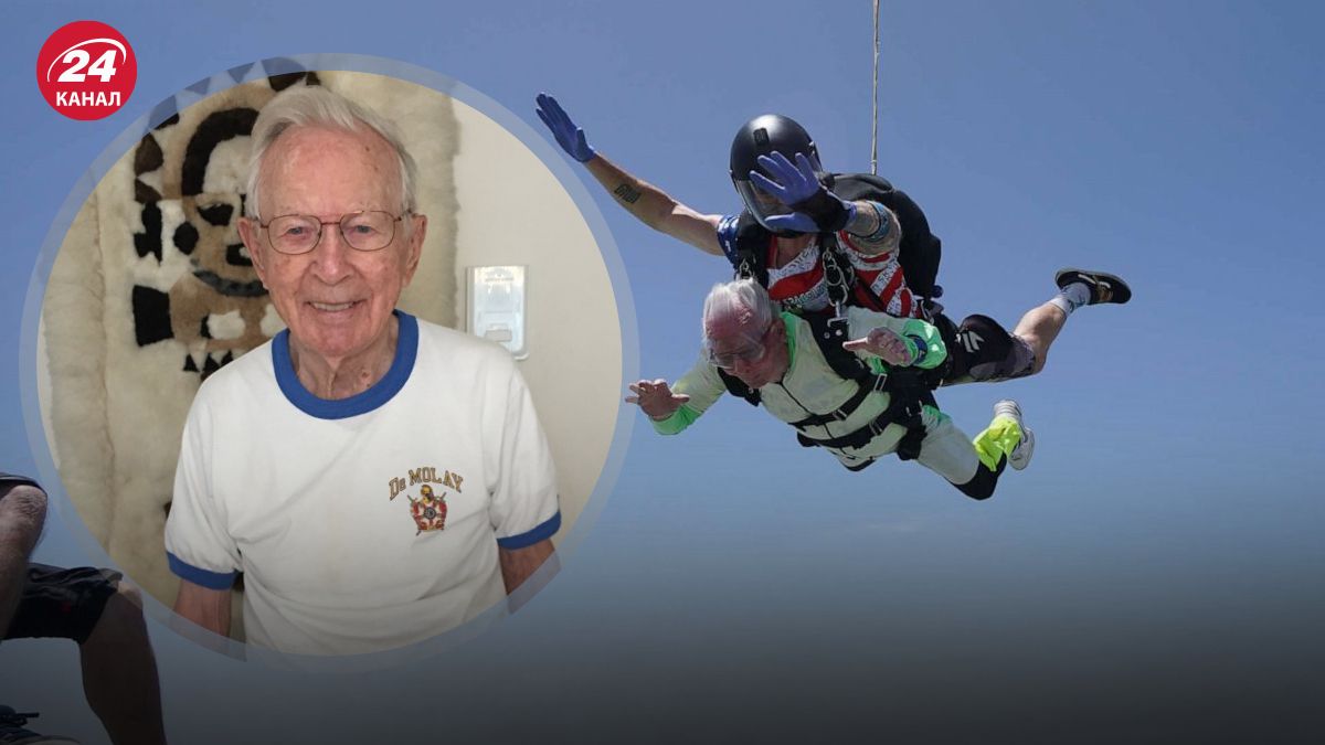 Дідусь у 106 років стрибнув з парашутом